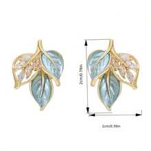 1pair, Premium And Unique Oil Drop Leaf Earrings, Fashionable And Niche Artistic Versatile Earrings - Multicolor - View 4