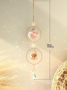 一件海岸贝壳装饰品，饰以闪亮水晶，波西米亚风格贝壳吊坠，金色边框，日月图案，适用于海滨别墅、客厅、卧室、浴室、海洋主题家居装饰、热带夏日氛围，是婚礼派对装饰、波西米亚风格房间装饰、海滨生活航海风装饰的完美之选，阳光反射效果极佳，是送给海滩爱好者的礼物，也适合度假租赁装饰，水晶贝壳悬挂装饰，是夏季家居和海滩婚礼的理想之选。 - 款式A - 查看 6