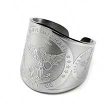 Archangel Michael Ring For Women Men Stainless Steel Gold Silver Color Saint Protect Us Adjustable Rings Jewelry - Ring - View 12