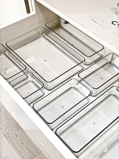 8/7 transparente Schubladenaufbewahrungsbox, Make-up-Tools & Kosmetik-Organizer, Schminktisch-Aufbewahrungsbox, geeignet für Kosmetik, Büromaterial und Bastelbedarf, Schreibtisch-Aufbewahrung | Moderne Kosmetikbox - Raumdekoration, Heimdekoration, Sommerdekoration, Schlafzimmerdekoration