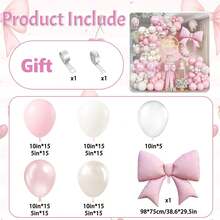 128pcs Pearl White And Pink Balloon Arch Garland Kit, Pearl White Beige With Pink Bow Foil Balloons For Women Wedding Bridal Babyshower Bachelorette Birthday Party Decorations - View 2