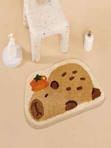 1个棕色仿羊绒水鼠造型柔软靠垫，适用于卧室和浴室，可手洗，易于清洁，不对称水鼠造型设计 - A - 查看 2