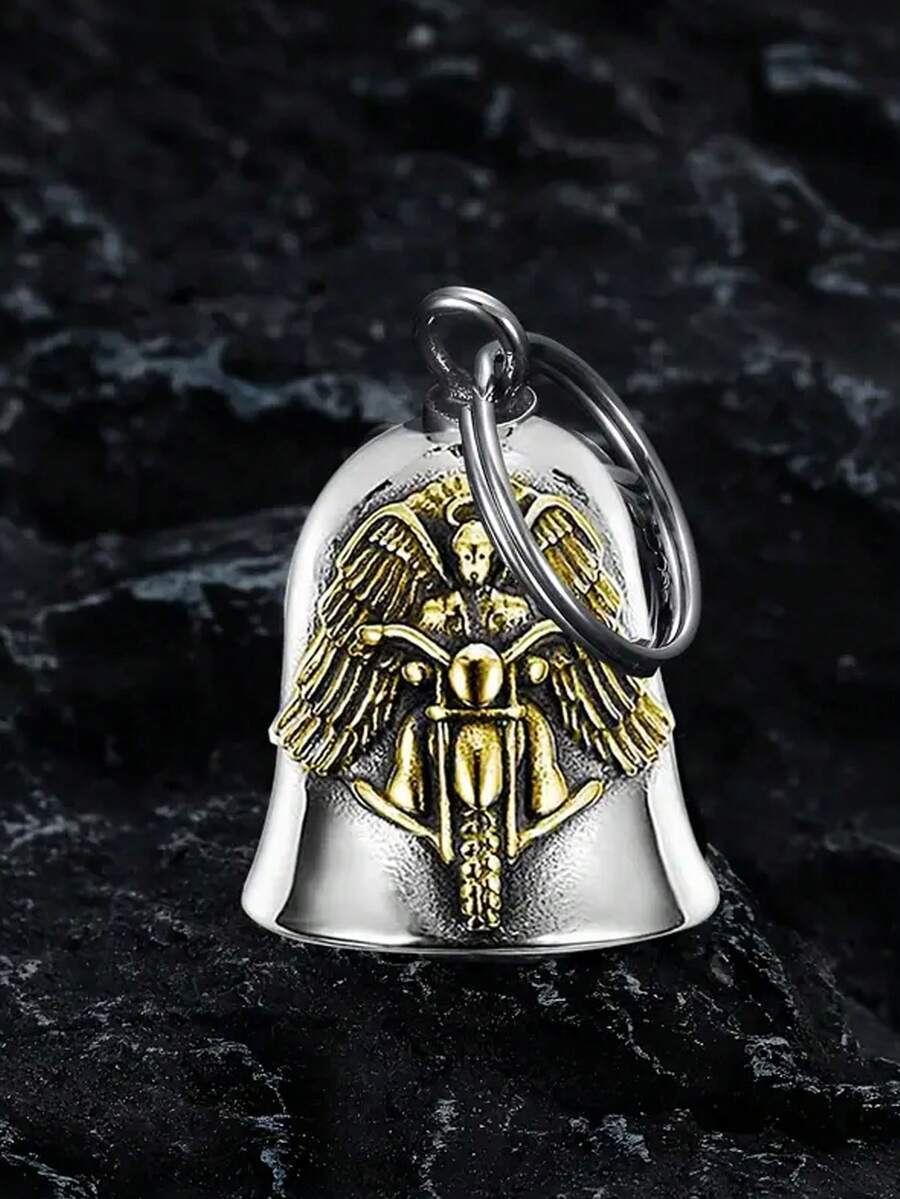 Motorcycle Bell, Protective Bell For Motorcyclists, Amulet, Protective Gift - Gold Pendant + Keychain - View 1