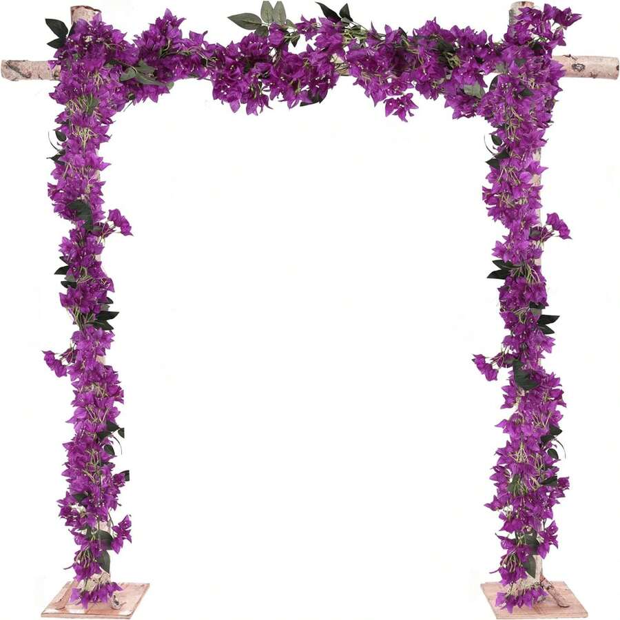 1pc 5.9ft Artificial Pomegranate Flower Wreath, Faux Silk Pomegranate Flower Wreath, Long Stem Artificial Pomegranate Flower Wreath, Suitable For Tabletop Center Decor, Table Runner, Wedding Arch And Wall Decor - Purple - View 1
