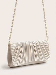 Chiếc túi xách đơn giản và thanh lịch mới này có thiết kế đơn giản và thời trang, kiểu dáng xếp ly màu mơ, phù hợp cho các bữa tiệc, đám cưới, tiệc sinh nhật, KTV và các dịp khác. Túi đeo vai, túi xách màu hồng, túi dự tiệc dành cho nữ. - Màu be - Xem 7