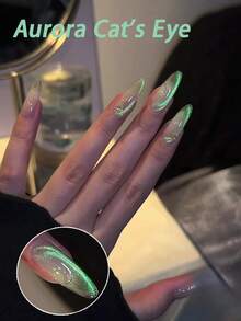 MISS MIANEL 10ML/PCS Sơn móng tay hiệu ứng mắt mèo cực quang 2026 Kiểu dáng mới hot Hiệu ứng nhấp nháy bùng nổ trong suốt như băng Cảm giác cao cấp Ánh sáng xanh Hạt thủy tinh Sơn móng tay gel mắt mèo Móng tay xanh Phụ kiện làm móng - màu xanh lá - Xem 3