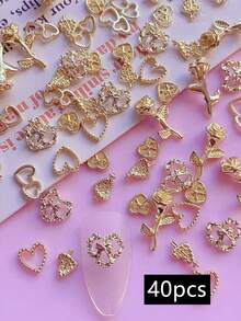 20个/40个装 各种金属心形美甲装饰品，DIY美甲产品，美甲饰品，美甲配件 - 彩色 - 查看 17