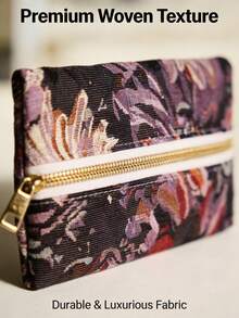 1个大容量提花彩色编织植物主题铅笔盒，配有玫瑰金拉链，可用作旅行化妆包，收纳眉笔和口红，适合存放学习用品和美容必需品，是学生和上班族的理想礼物，适合返校促销、情人节、万圣节、圣诞节、感恩节、生日、返校季礼物、圣尼古拉斯节、主显节、圣诞节等场合，简约可爱的铅笔盒。 - BH1092 - 查看 7