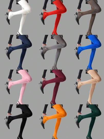 1 Pair Candy Color Velvet 120D Women's Pantyhose, Minimalist Cute College Style Thigh High Stockings