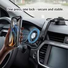 磁吸式车载手机支架，仪表盘及中控台导航支架 - 黑色 - 查看 4