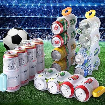 1pc Beverage Can Fridge Storage Rack, Holds 4 Cans, Refrigerator Organizer For Beer, Soda, Multipurpose Drink Storage Box, Suitable For Watching Sports Games Or Shows With Friends And Family
