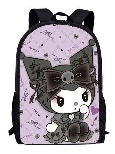 SANRIO 1个卡通印花学生背包，轻便休闲日用背包，可爱动漫印花大容量书包，多功能旅行收纳背包，适合女性日常通勤和户外活动