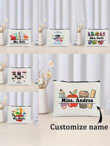 Túi đựng mỹ phẩm "Ngày Nhà giáo" thiết kế riêng - Túi đựng mỹ phẩm du lịch bằng vải canvas cá nhân hóa. Một chiếc túi đựng mỹ phẩm du lịch nhẹ và thời trang với thiết kế đầy cảm hứng. Có thể gấp gọn và dễ mang theo, là món quà hoàn hảo cho mùa tựu trường, Ngày Nhà giáo, mùa tốt nghiệp hoặc Ngày của Mẹ. - Nhiều màu - Xem 2