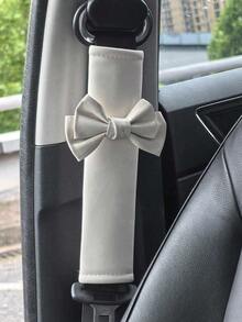 2pcs Car Seat Belt Leather Shoulder Protector Cute Bow Car Decoration Car Protection Cover,Car Women Accessories - One-size - View 8