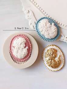 1 pieza Molde de silicona con marco ovalado vintage, molde de decoración floral para decorar pasteles, molde de chocolate, accesorio de horneado fácil de limpiar - Ver 13