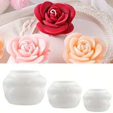 3pcs Rose Flower Shaped Aroma Stone Silicone Mold Set, Handmade DIY Fragrance Stone Decor Mold, Multiple Patterns, Non-Stick Easy Demold - White - View 6