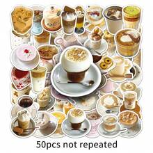 50 miếng dán hình cà phê, dễ thương, đa năng, thích hợp cho sổ lưu niệm, tự làm ốp điện thoại, trang trí hộp bút, sổ tay, và các loại nhãn dán trang trí khác. - cà phê - Xem 6
