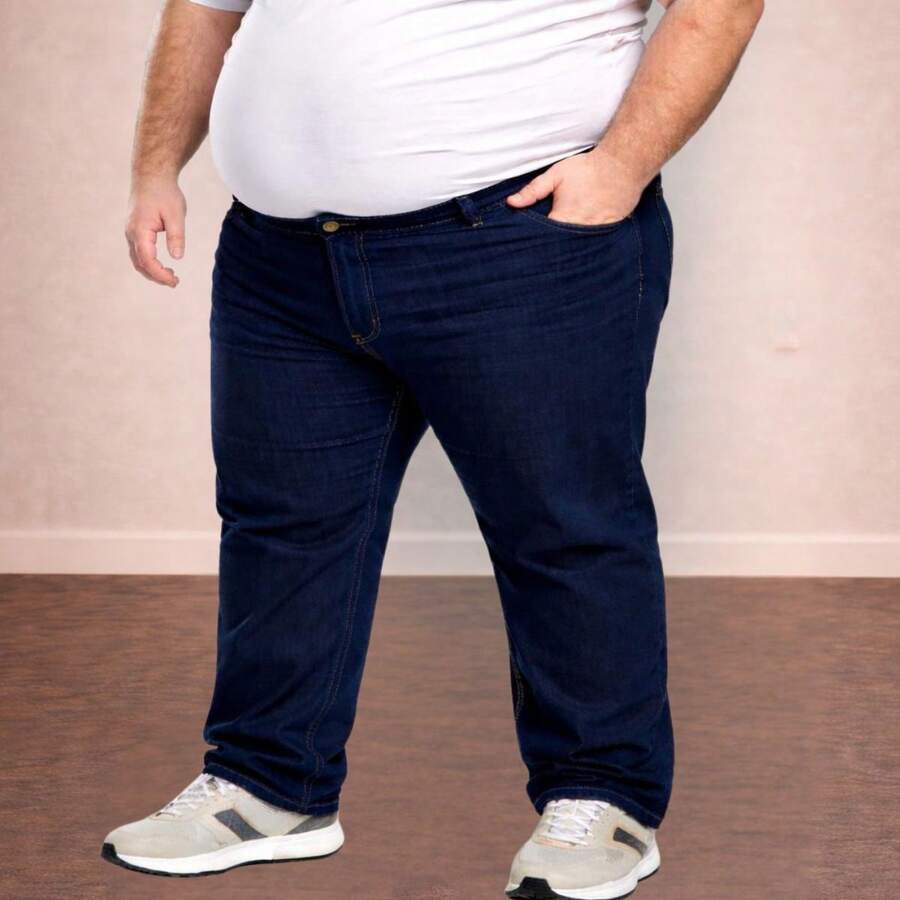 EVOLUTION PLAY Men's Plus Size Jeans 48 To 58 Lycra Slim XXG - 暗黑經典 - 查看 1