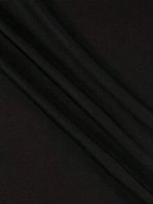 1pc Black Solid Polyester Fabric, Sold By The Meter - Black - View 4