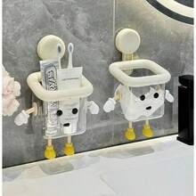 1PC Multi-Functional Storage Jar - Strong Suction Cups Equipped, Adorable Cartoon Style, Funny Random Color Matching - 1pcs - View 1