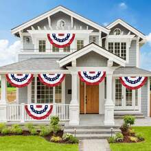 3x6 Feet 250th Anniversary Large American Flags Patriotic Bunting Stars Stripes 4th Of July Pleated Fan USA Flag Banners Red White Blue Decorations For Outdoor Porch, Memorial Day, Independence Day - 查看 5