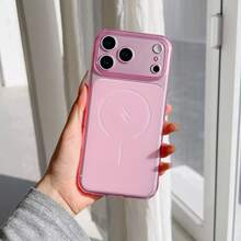 1 ốp lưng điện thoại cửa sổ lớn, bề mặt mờ, tương thích với iPhone 11, 12, 13, 14, 15, 16, 17, thiết kế tối giản và thời trang. - Hồng - Xem 2
