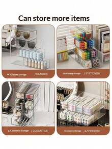 2个/1个亚克力时尚眼镜收纳盒，化妆品整理抽屉托盘，珠宝展示托盘，坚固耐用的四层透明时尚眼镜盒，适合家庭和办公室使用 - 彩色 - 查看 2