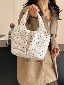 Women's Bucket Tote Bag, Fabric Bag, Beach Travel Vacation Bag, Butterfly Print Small Fabric Bag, Casual Versatile Street Handbag - Multicolor - View 2