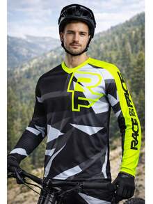 TELEYI Men's Long Sleeve Cycling Jersey, Moisture-Wicking Mountain Bike Riding Shirt Suitable For Downhill Riding And Racing, Casual Wear For Spring Vacation, Excellent Gift, Black Spring Sports - Black - View 7