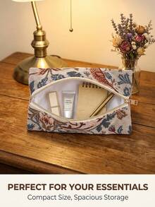 1个大容量提花彩色编织植物主题铅笔盒，配有玫瑰金拉链，可用作旅行化妆包，收纳眉笔和口红，适合存放学习用品和美容必需品，是学生和上班族的理想礼物，适合返校促销、情人节、万圣节、圣诞节、感恩节、生日、返校季礼物、圣尼古拉斯节、主显节、圣诞节等场合，简约可爱的铅笔盒。 - BH1092 - 查看 6