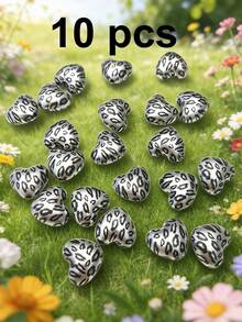 5/10/20/30/50pcs Multi-Color Fashionable Cute Leopard Print Heart Beads, Focal Beads Suitable For DIY Necklace, Bracelet, Earring, Keychain, Phone Strap, Decorative Pen, Couples Gift - Multicolor - View 22