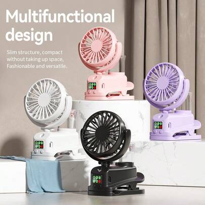 Ventilador de niebla giratorio a 360° de 4 velocidades - Ventilador de clip USB con humidificador, enfriador personal portátil para uso doméstico y de oficina, 1200mAh