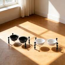 2 bát ăn và uống cho thú cưng bằng gốm sứ, hình đĩa bay, làm từ acrylic, bền và dễ vệ sinh, được nung ở nhiệt độ cao, thích hợp cho mèo và chó. - 300ml - Xem 4