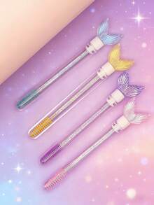 Bộ 1/2/3/5/7 chiếc cọ mascara hình đuôi nàng tiên cá hoạt hình dễ thương nhiều màu sắc, cọ kẻ lông mày, cọ chải mi, cọ trang điểm có ống đựng, đóng gói riêng lẻ, dụng cụ trang điểm du lịch. - Nhiều màu - Xem 3