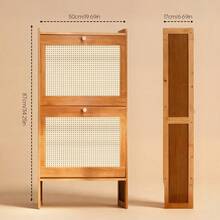 Slim Flip Top Shoe Cabinet, Bamboo Shoe Rack With Raised Base, Modern 2-Tier Shoe Storage For Entryway & Front Door - 2門 - 查看 4