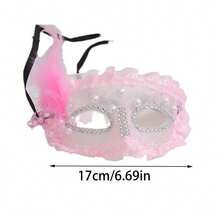 Máscara de encaje blanco con plumas y perlas - Máscara veneciana de fiesta para ojos de mujer - Multicolor - Ver 2