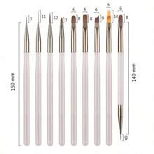 11件套专业美甲工具套装：9支美甲笔 + 2瓶（5克）黑白美甲凝胶，适用于细线、法式美甲和精细图案，新手友好型多功能美甲工具套装。（需配合UV美甲灯使用） - 彩色 - 查看 8