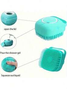 1PC Cute Pink Silicone Pet Massage Brush: Compact Dog Hair Remover & Bath Bubbler – Gentle On Pup Skin, Perfect For At-Home Bath Time & Daily Fur Grooming - Multicolor - View 3