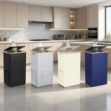 100L Bamboo Frame Deposit Bottle Recycling Bin | Foldable Large Trash Can Laundry Basket For Bottles Cans Storage, Home Kitchen Bathroom - Multicolor - View 5