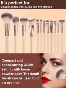 16PCS Makeup Tools Set Including:12PCS Makeup Brush Set+1pc Mini Air Cushion Powder Puffs+1pc Makeup Sponges+1pc Triangle Powder Puffs+1pc Makeup Brush Cleaning Tools - Multicolor - View 9
