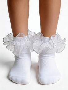 1 Pair Princess Style Frill Trim Socks For Baby Girls/Toddlers/Kids - Multicolor - View 8