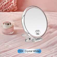 2-In-1 Portable Makeup Mirror, Double-Sided With 10X Magnification, Foldable Compact Travel Vanity Mirror - Light Pink 2503 - View 2