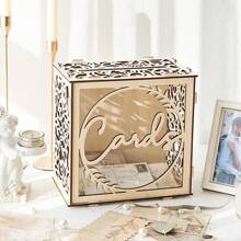 1pc White Wedding Card Box For Receptions, PVC Gift Card Box For Wedding With Acrylic Windows, Rustic Envelope Money Gift Box For Anniversary Bridal Graduation Birthday Party - one-size - View 5