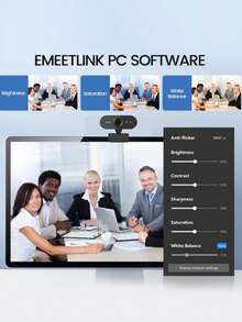 1080P全高清网络摄像头，带麦克风，USB即插即用电脑摄像头，可调节底座，适用于台式机/笔记本电脑，支持视频通话 - 黑色 - 查看 3