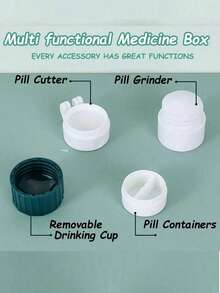 2-In-1 Pill Crusher & Splitter, Portable Manual Fine Powder Grinder, Multi-Function Medicine Organizer Box, Home Travel Medication Kit, Weekly Pill Management Tool, Assorted Colors, Practical Gift - View 4