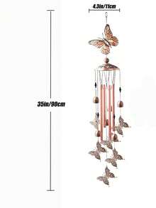 Aluminum Tube Butterfly Wind Chime, Suitable For Outdoor Decor, Beautiful Metal Butterfly Design, Applicable For Garden, Patio, Yard, Porch, Balcony, Window Sill Decoration, Perfect Gift For Friends And Family - Butterfly - View 8