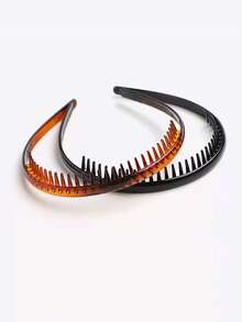 2条波浪齿状发箍，简约防滑发带，男女通用，护发发圈，夏季、假日、旅行必备 - 2PCS多色 - 查看 3