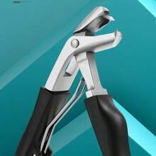 Professional Thick Stainless Steel Nail Clipper With Embedded Toenail Trimmer, Curved Blade, Anti-Splash, Wide Opening Manicure Tool - B-Black - View 4