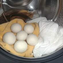 1个/5个装 XL号优质天然羊毛烘干球 - 可替代烘干纸和柔顺剂 - 洗衣烘干球，优质天然针织烘干球 - 可替代烘干纸和柔顺剂 - 洗衣烘干球，烘干纸，防静电针织烘干球，可重复使用的柔顺剂，针织烘干球，洗衣机配件，DIY毛毡球吊坠 - 白色 - 查看 4