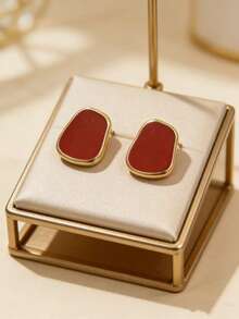 1 Pair Classic Geometric Stud Earrings, Versatile Fashion Jewelry - Multicolor - View 2